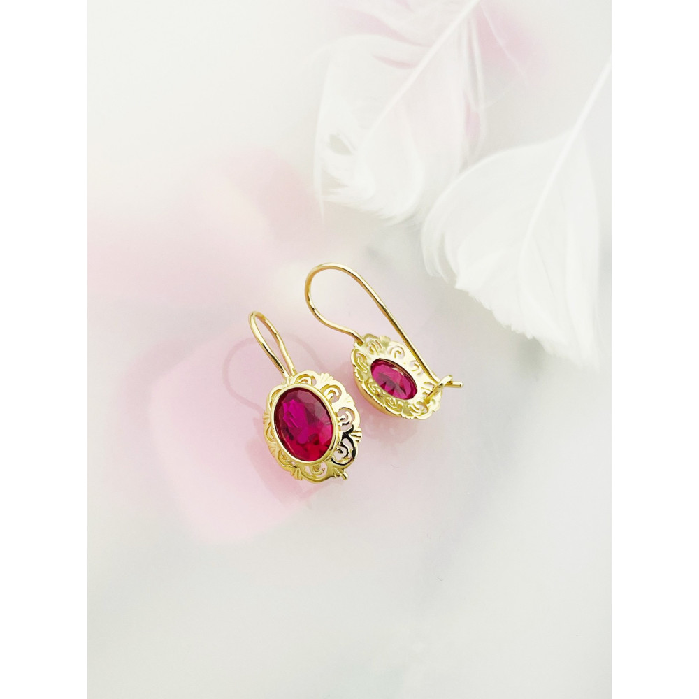 Vintage Ohrringe Ohrhänger mit Zirkonia Ohrstecker Ohrschmuck Paar Gelbgold 585er 14KT