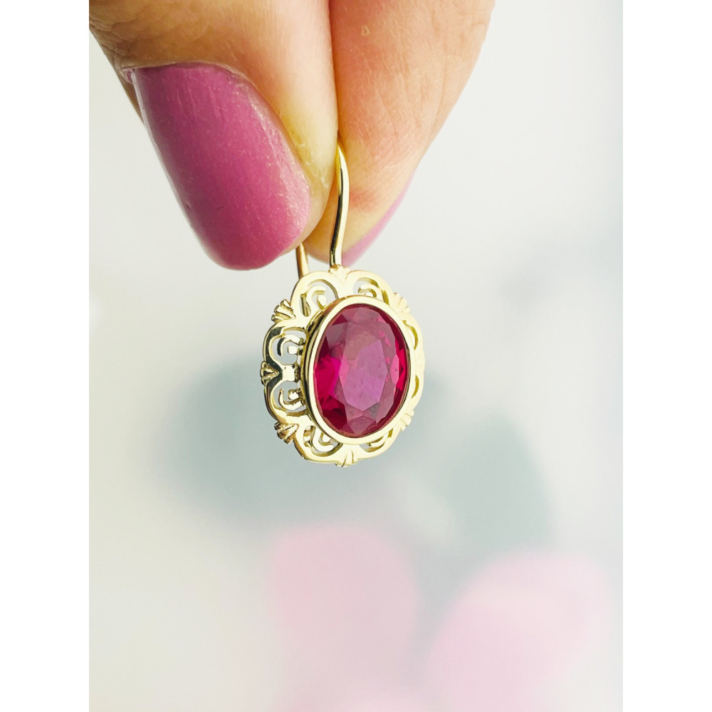 Vintage Ohrringe Ohrhänger mit Zirkonia Ohrstecker Ohrschmuck Paar Gelbgold 585er 14KT