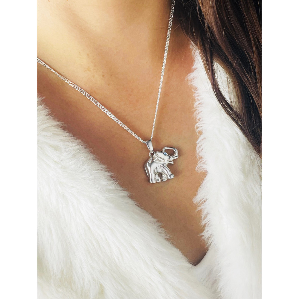 Elefant 925 Silber Damen Medaillon Anhänger mit Zirkonia