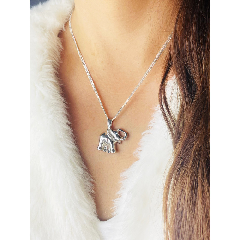 Elefant 925 Silber Damen Medaillon Anhänger mit Zirkonia