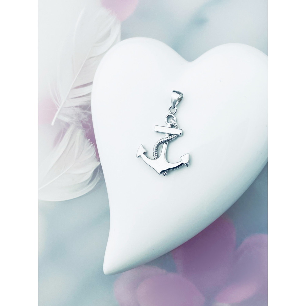 Srebrny wisiorek zawieszka kotwica