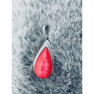 Tropfen 925 Silber Anhänger mit roter Stein