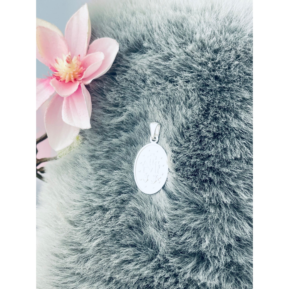 Srebrny Medalik dwustronny Matka Boska Cudowna Cudowny Medalik