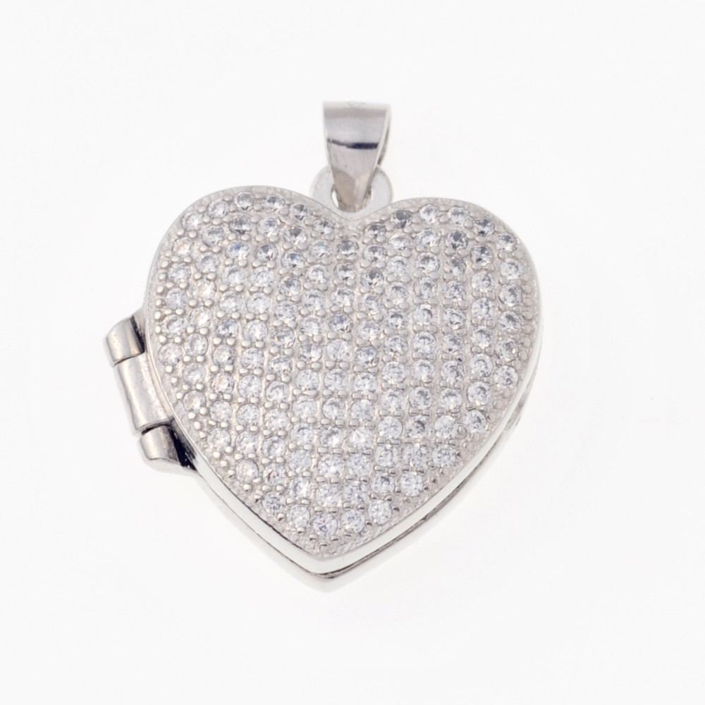 Silber Damen Medaillon Anhänger Herz Amulett Talisman