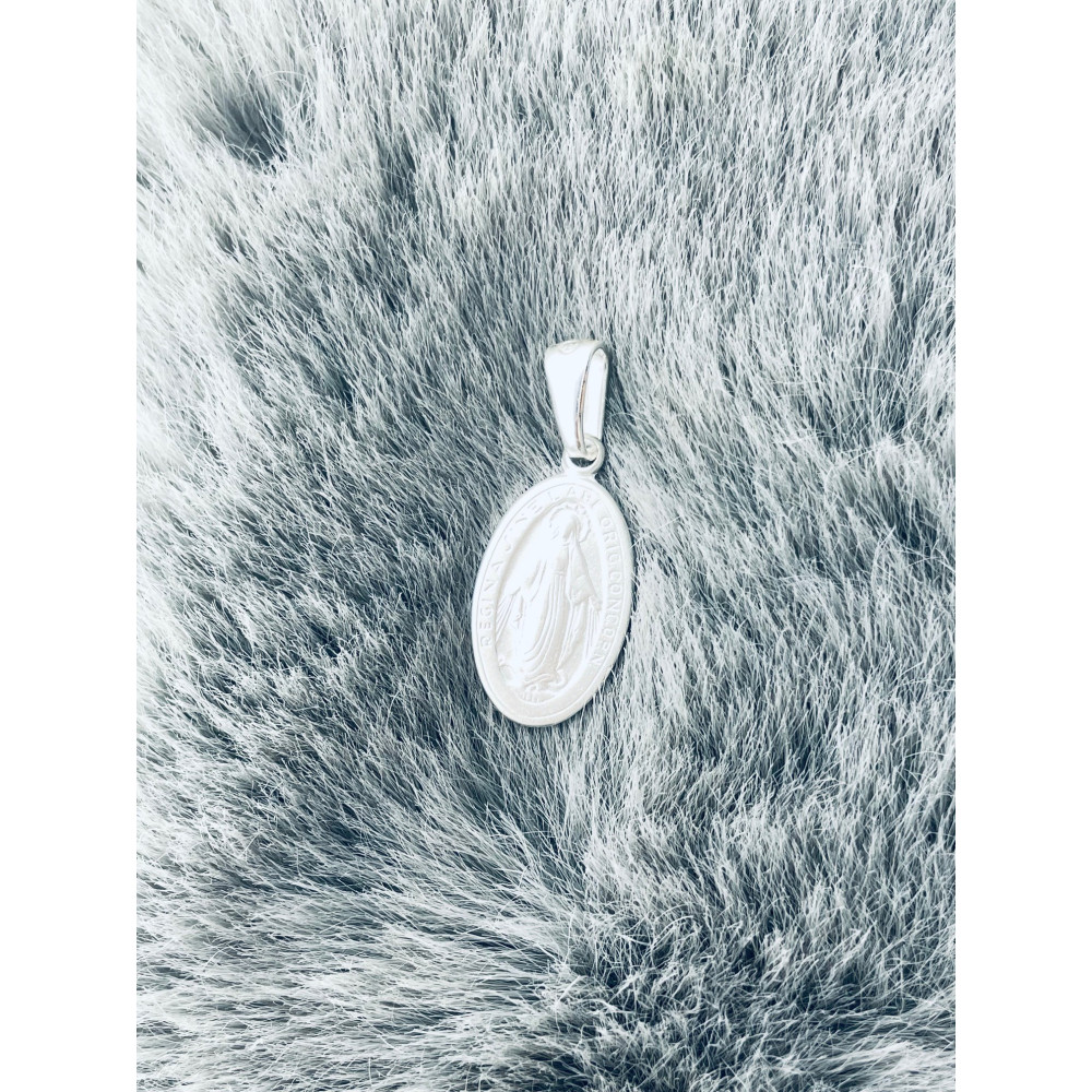 Srebrny Medalik dwustronny Matka Boska Cudowna Cudowny Medalik