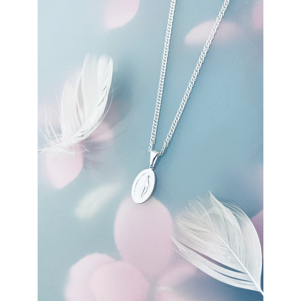 Srebrny Medalik dwustronny Matka Boska Cudowna Cudowny Medalik