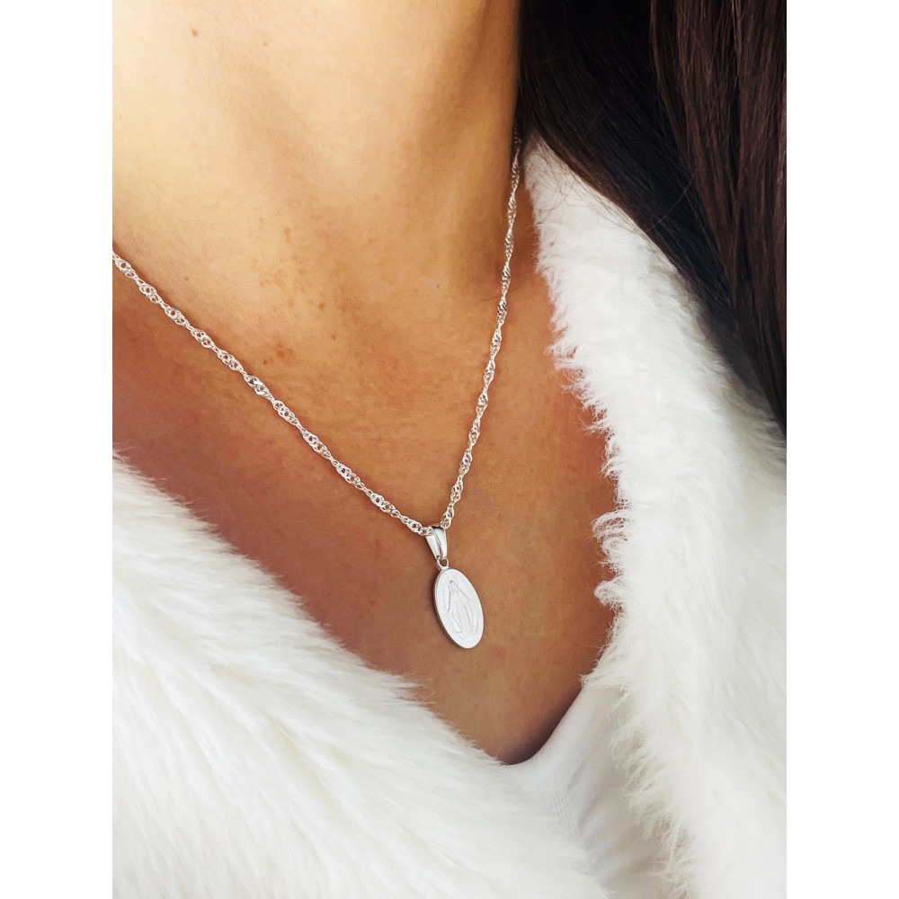 Srebrny Medalik dwustronny Matka Boska Cudowna Cudowny Medalik