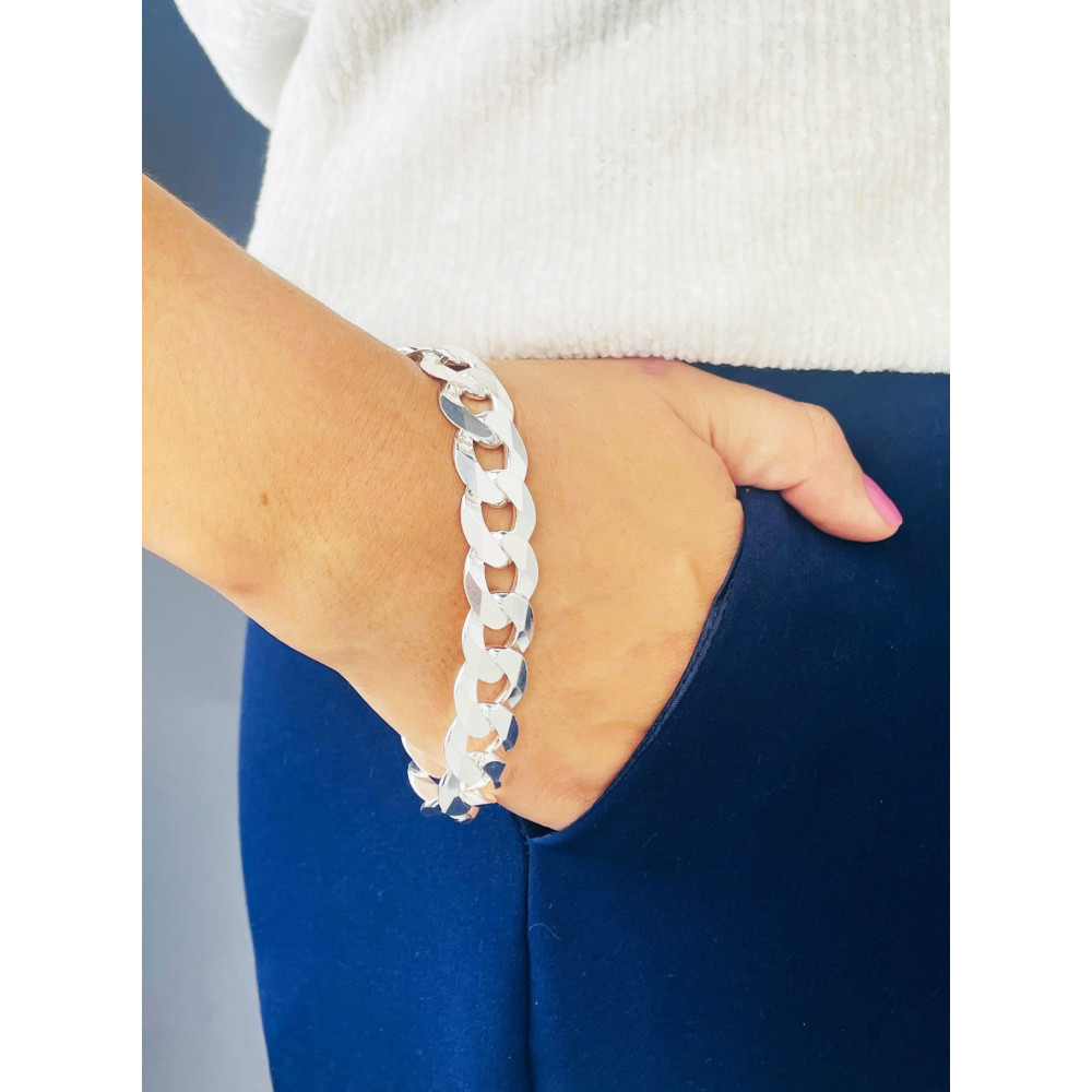 Srebrna bransoletka szeroka pancerka