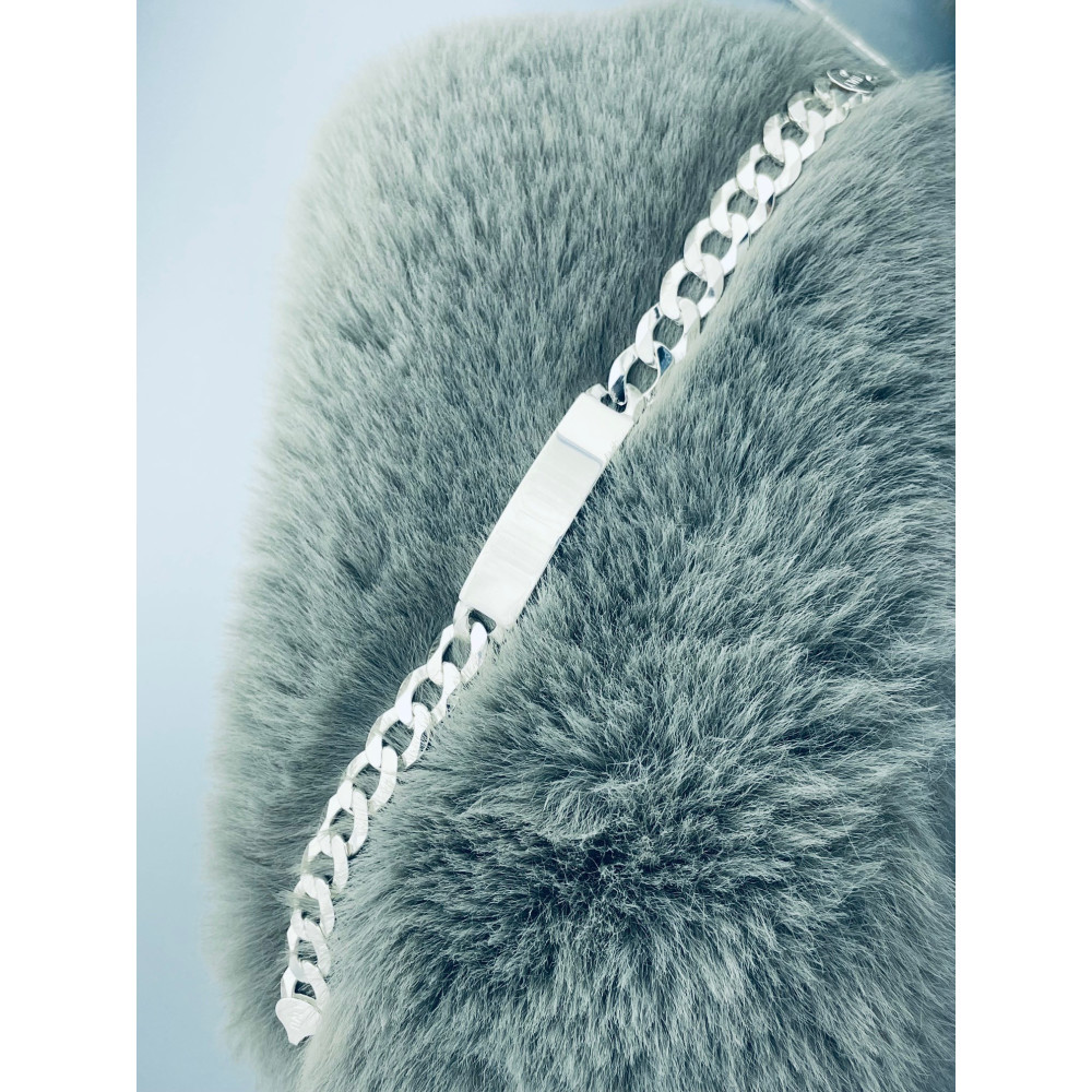 Silber 925 Panzerkette Armband mit Gravurplatte