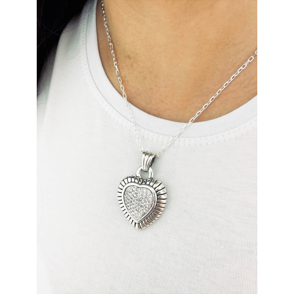 Srebrny wisiorek zawieszka serce z cyrkoniami