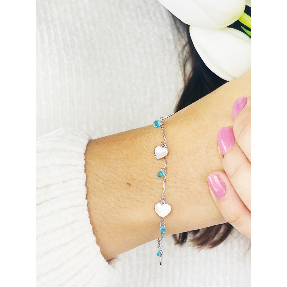 Herz Armband 925 Silber mit Zirkonia Damen