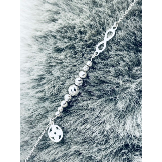 Kugel Armband 925 Silber Damen Armkette mit Blume und Infinity