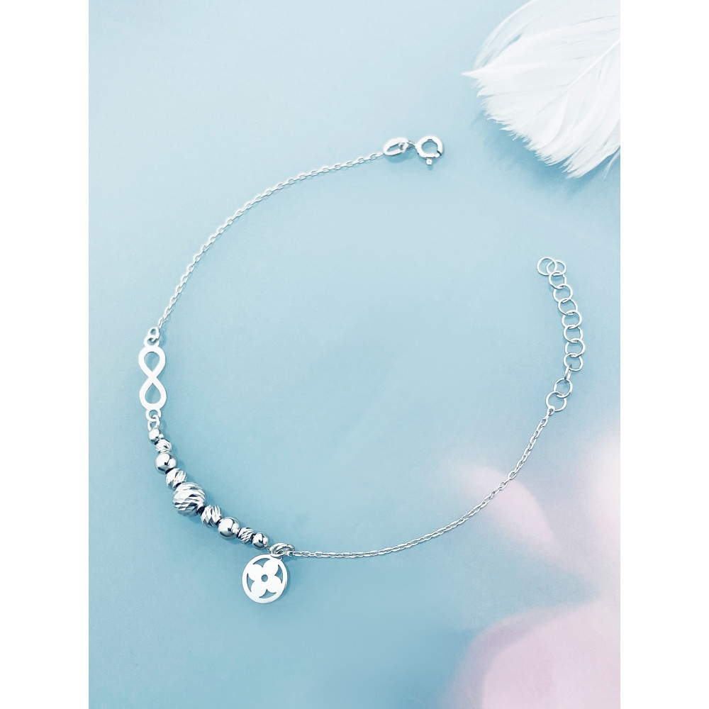 Kugel Armband 925 Silber Damen Armkette mit Blume und Infinity