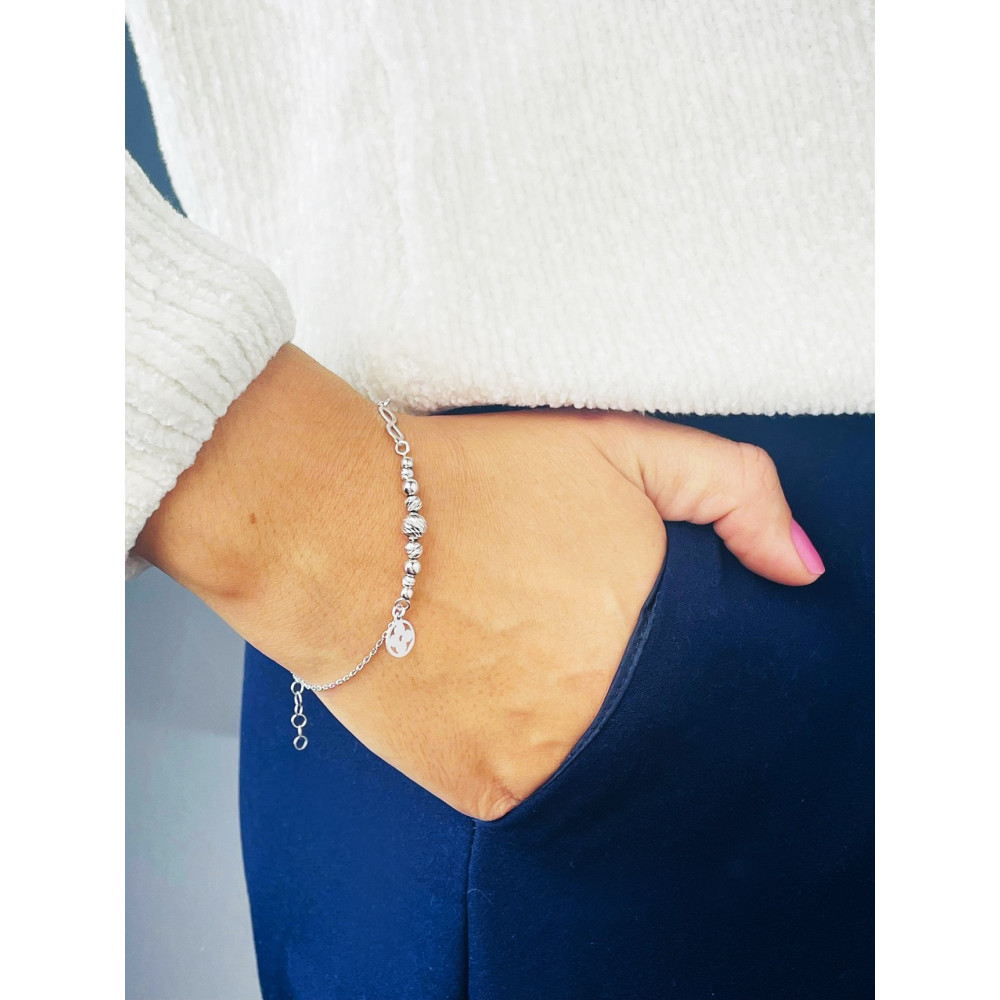 Złota bransoletka celebrytka serce nieskończoność