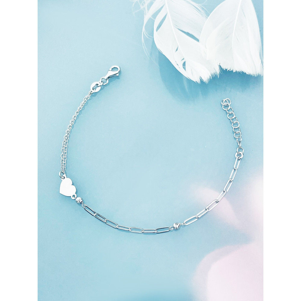 Herz 925 Silber Ankerkette Armband