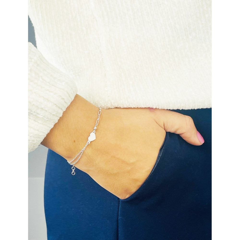 Herz 925 Silber Ankerkette Armband