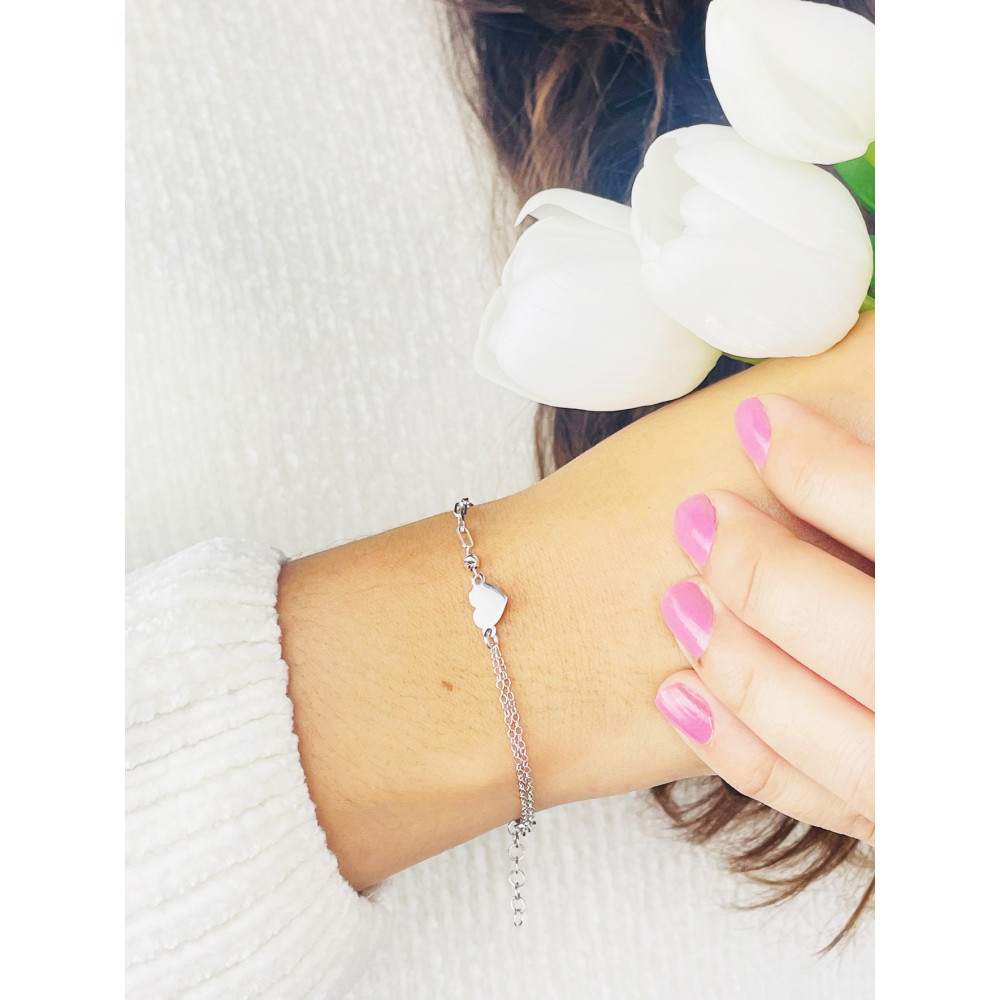 Herz 925 Silber Ankerkette Armband