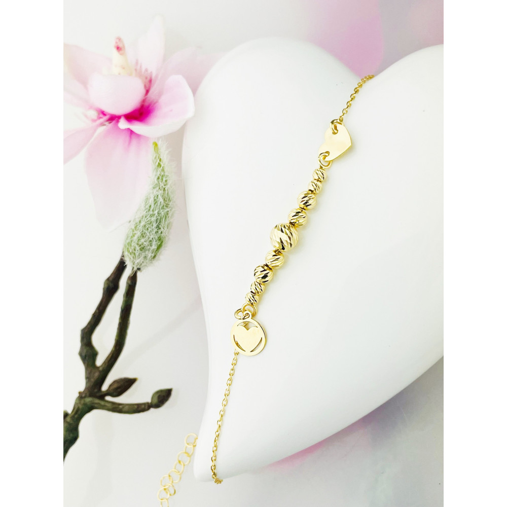 Złota bransoletka celebrytka serce nieskończoność