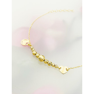 Herz und Kugel Armband 925 Silber vergoldet Ankerkette