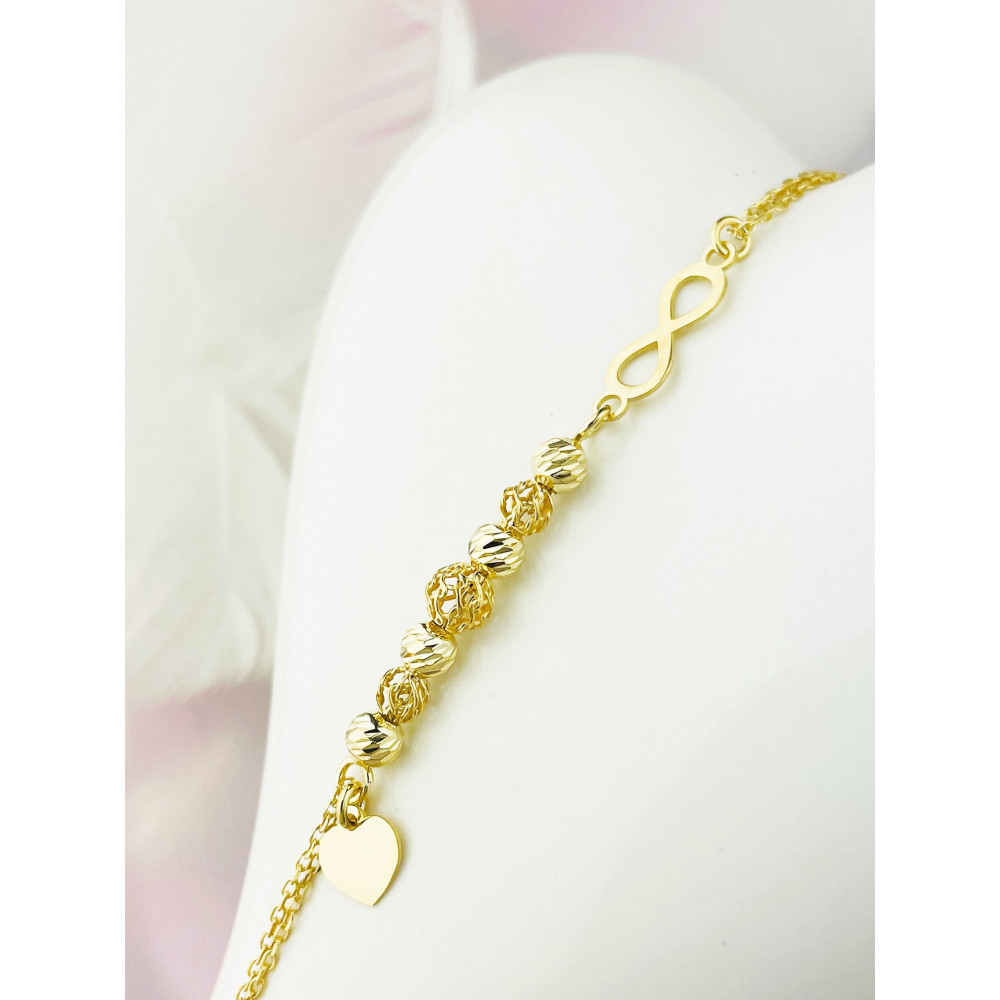 Herz und Infinity Armband 925 Silber vergoldet Ankerkette