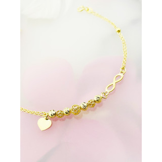 Herz und Infinity Armband 925 Silber vergoldet Ankerkette