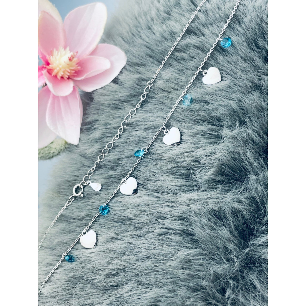 Herz 925 Silber Halskette mit Zirkonia Halsband Damen