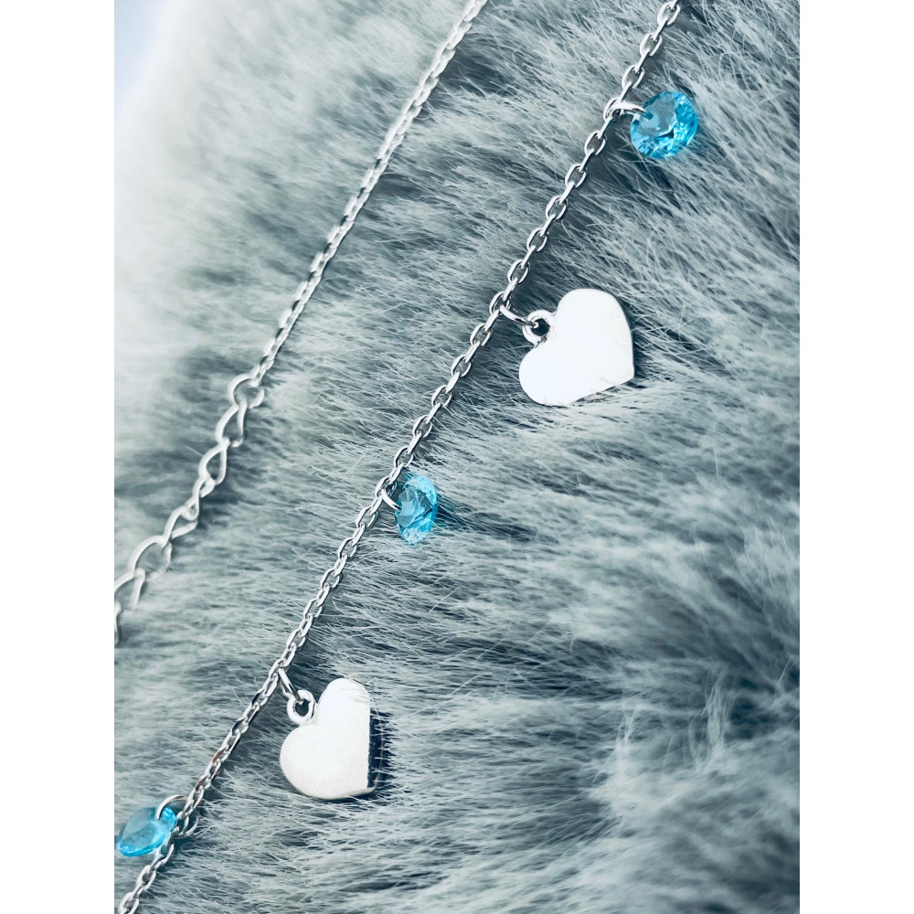 Herz 925 Silber Halskette mit Zirkonia Halsband Damen