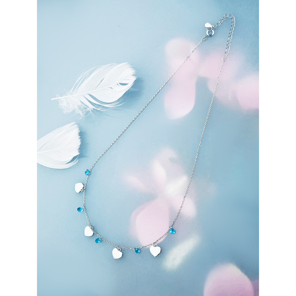 Herz 925 Silber Halskette mit Zirkonia Halsband Damen