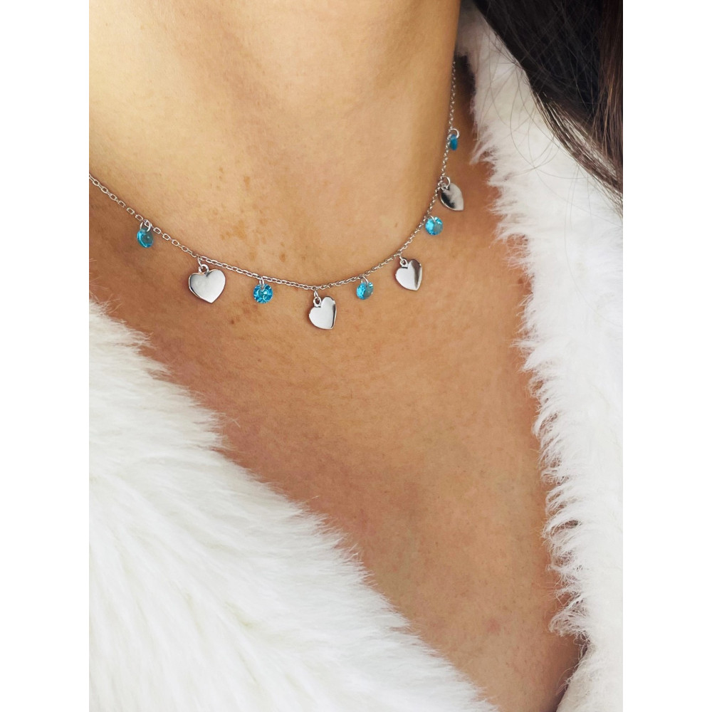 Herz 925 Silber Halskette mit Zirkonia Halsband Damen