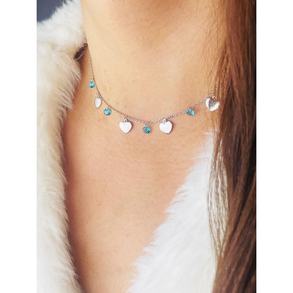 Herz 925 Silber Halskette mit Zirkonia Halsband Damen