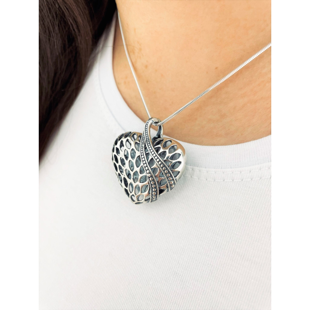 Srebrny wisiorek zawieszka ażurowe serce