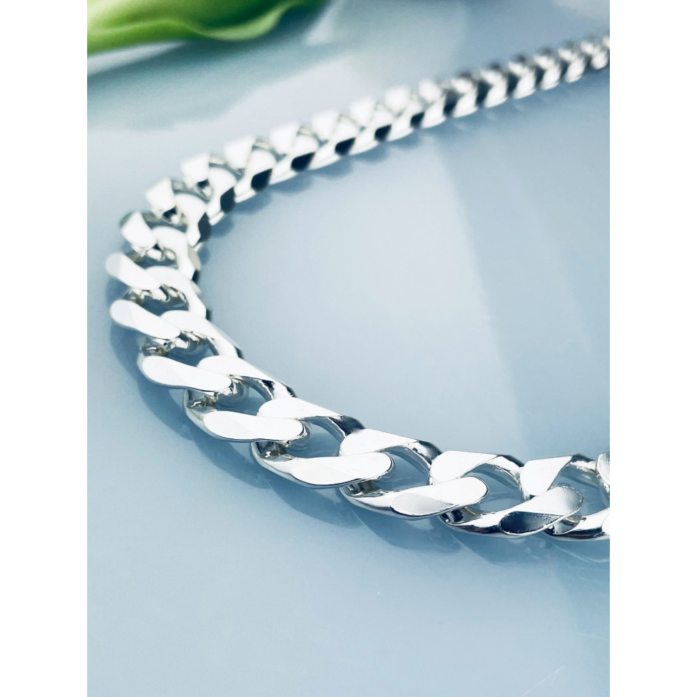 Srebrny łańcuszek szeroka pancerka