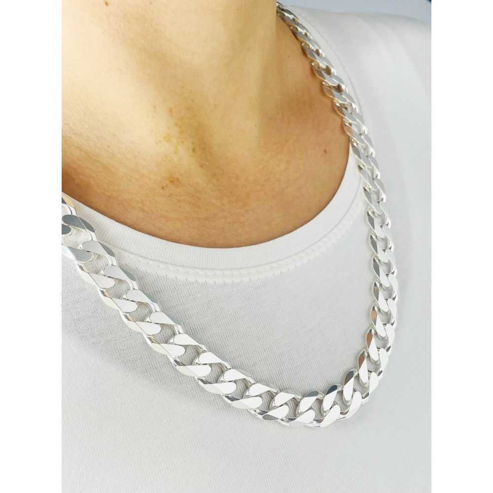 Srebrny łańcuszek szeroka pancerka