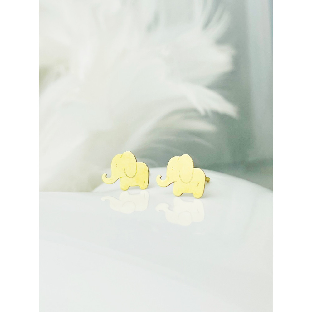 Elefant Gold Ohrringe Ohrhänger Ohrstecker Ohrschmuck Paar Gelbgold 585er 14KT