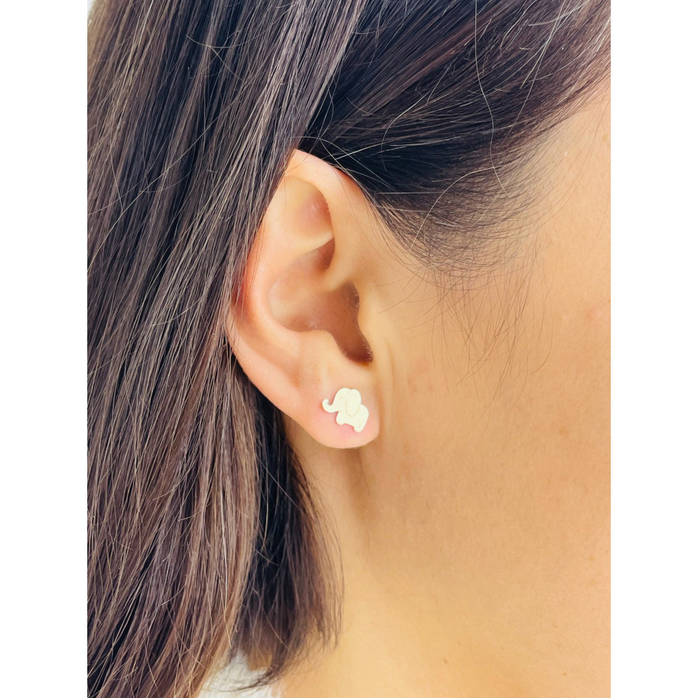 Elefant Gold Ohrringe Ohrhänger Ohrstecker Ohrschmuck Paar Gelbgold 585er 14KT