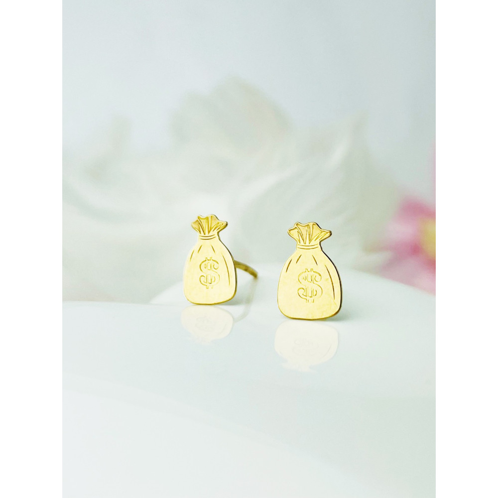 Dollar Gold Ohrringe Ohrhänger Ohrstecker Ohrschmuck Paar Gelbgold 333er 8KT