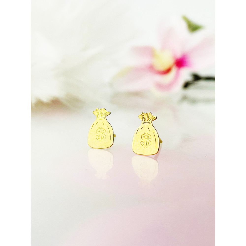 Dollar Gold Ohrringe Ohrhänger Ohrstecker Ohrschmuck Paar Gelbgold 333er 8KT