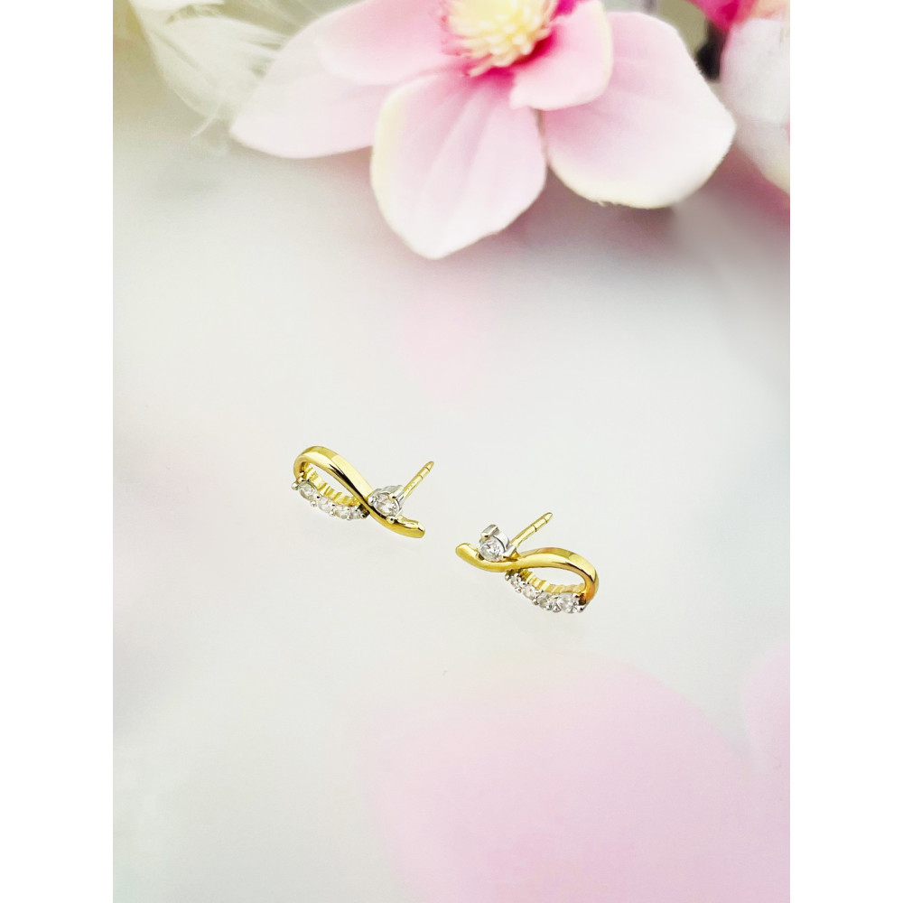 Schleife Gold Ohrringe Ohrhänger mit Zirkonia Ohrstecker Ohrschmuck Paar Gelbgold 333er 8KT