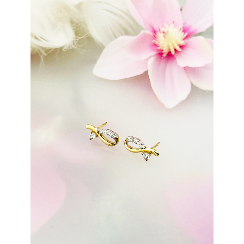 Schleife Gold Ohrringe Ohrhänger mit Zirkonia Ohrstecker Ohrschmuck Paar Gelbgold 333er 8KT