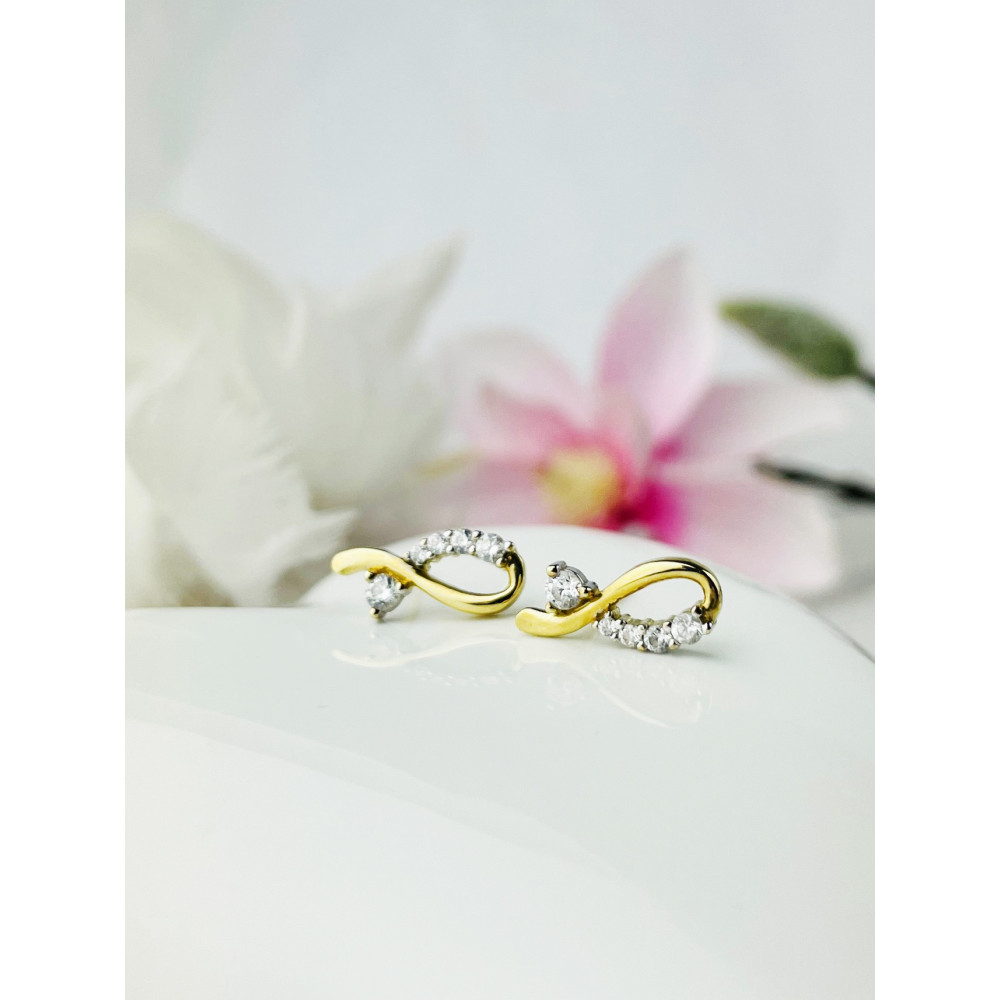 Schleife Gold Ohrringe Ohrhänger mit Zirkonia Ohrstecker Ohrschmuck Paar Gelbgold 333er 8KT