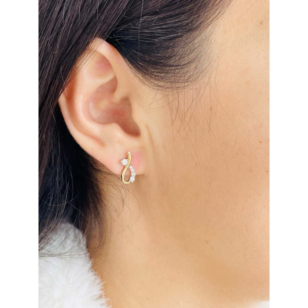 Schleife Gold Ohrringe Ohrhänger mit Zirkonia Ohrstecker Ohrschmuck Paar Gelbgold 333er 8KT