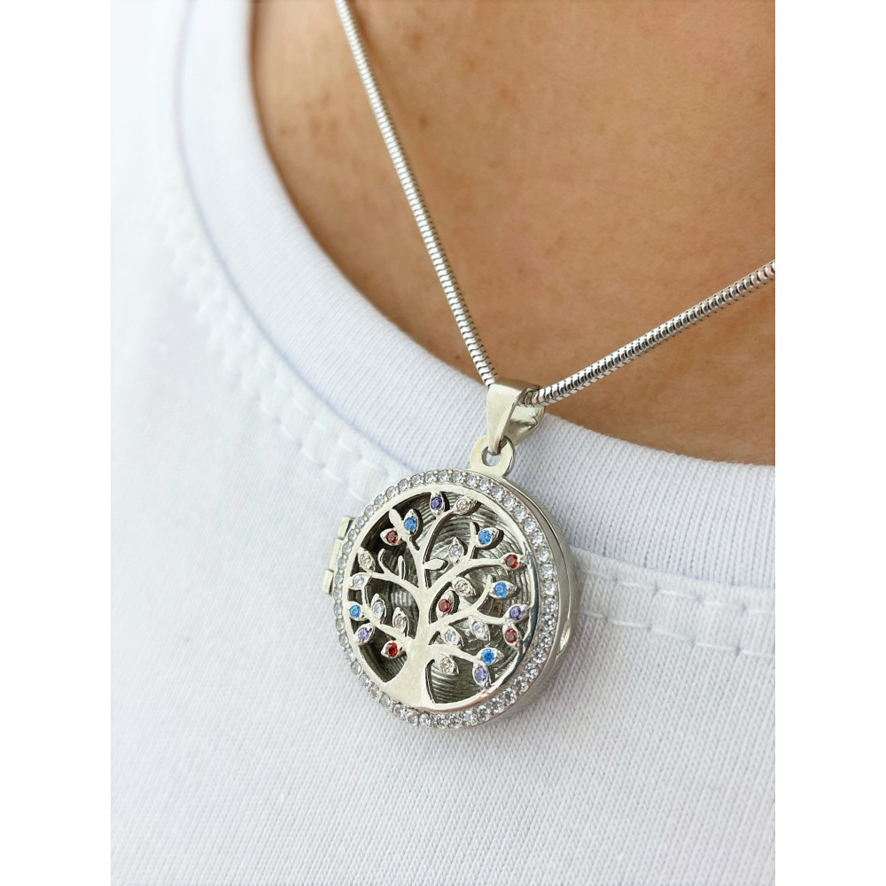 Srebrny wisiorek zawieszka drzewo z cyrkoniami