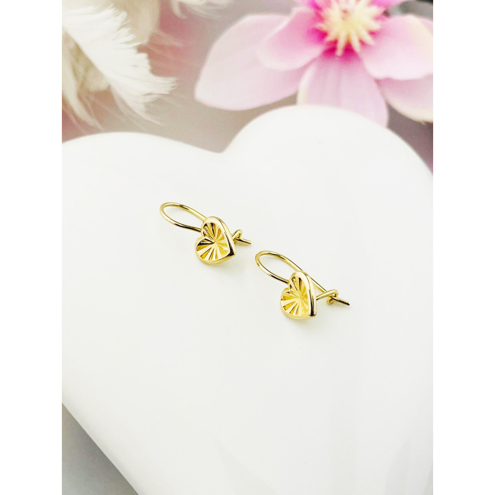 Herz Gold Ohrringe Ohrhänger Ohrstecker Ohrschmuck Paar Gelbgold 585er 14KT