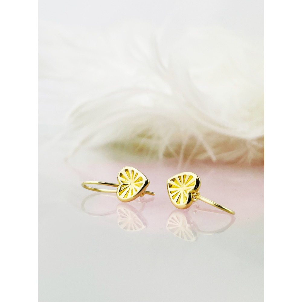 Herz Gold Ohrringe Ohrhänger Ohrstecker Ohrschmuck Paar Gelbgold 585er 14KT