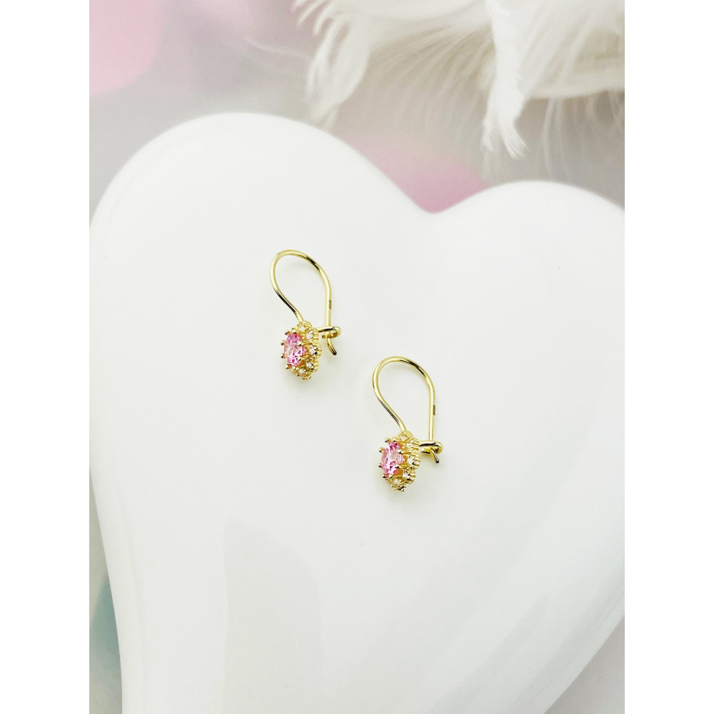 Blume Gold Ohrringe Ohrhänger mit Zirkonia Ohrstecker Ohrschmuck Paar Gelbgold 585er 14KT