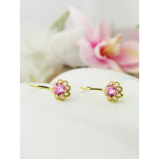 Blume Gold Ohrringe Ohrhänger mit Zirkonia Ohrstecker Ohrschmuck Paar Gelbgold 585er 14KT