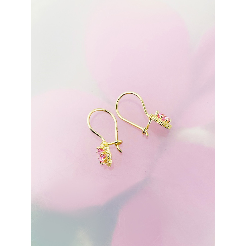 Blume Gold Ohrringe Ohrhänger mit Zirkonia Ohrstecker Ohrschmuck Paar Gelbgold 585er 14KT