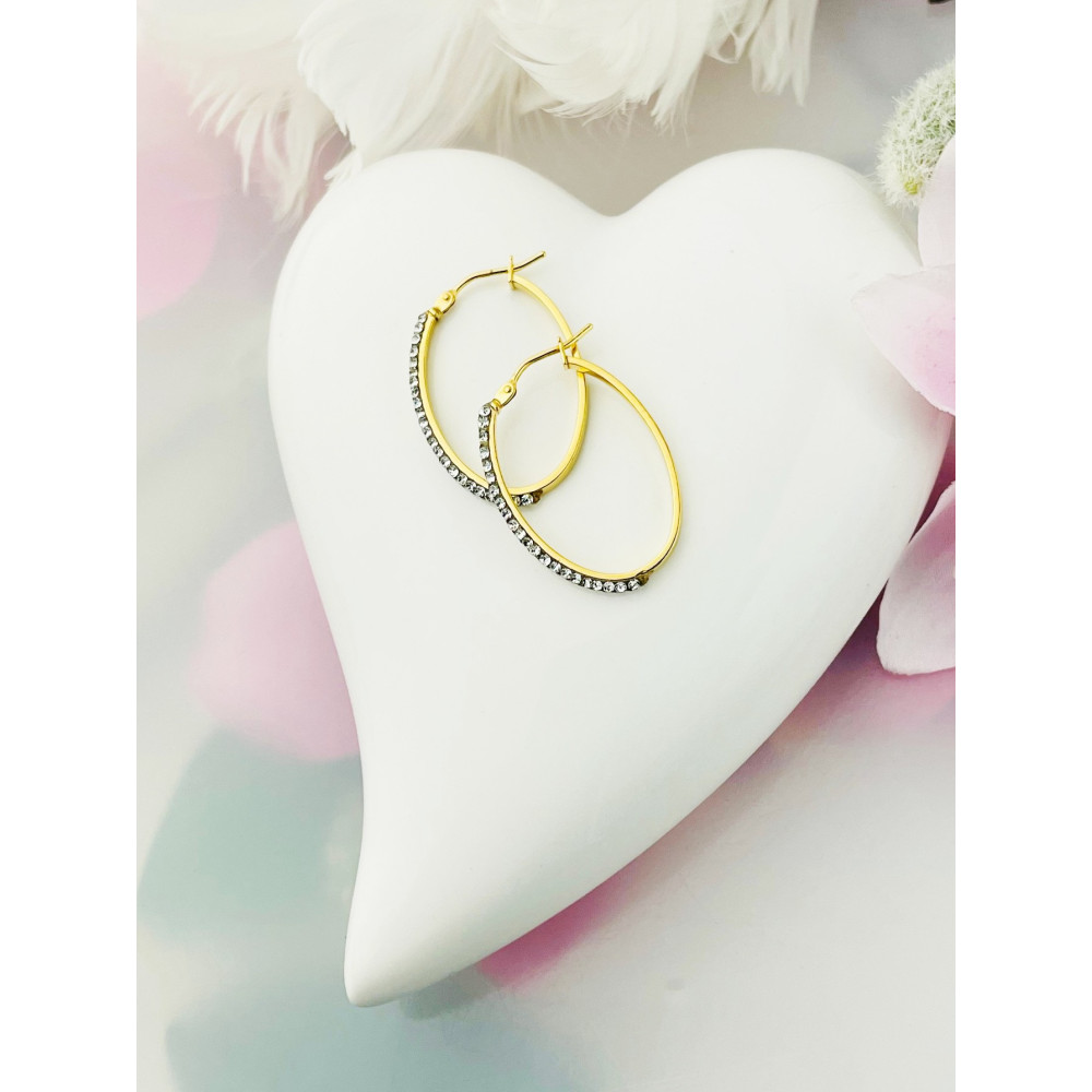 copy of Złote kolczyki kuleczki z cyrkoniami dwukolorowe