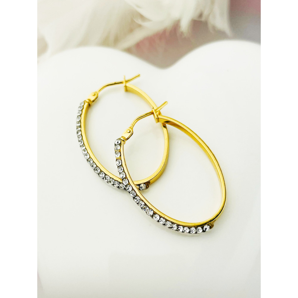 Elegante Gelbgold Kreis mit Zirkonia Creolen Ohrringe 333er 8KT