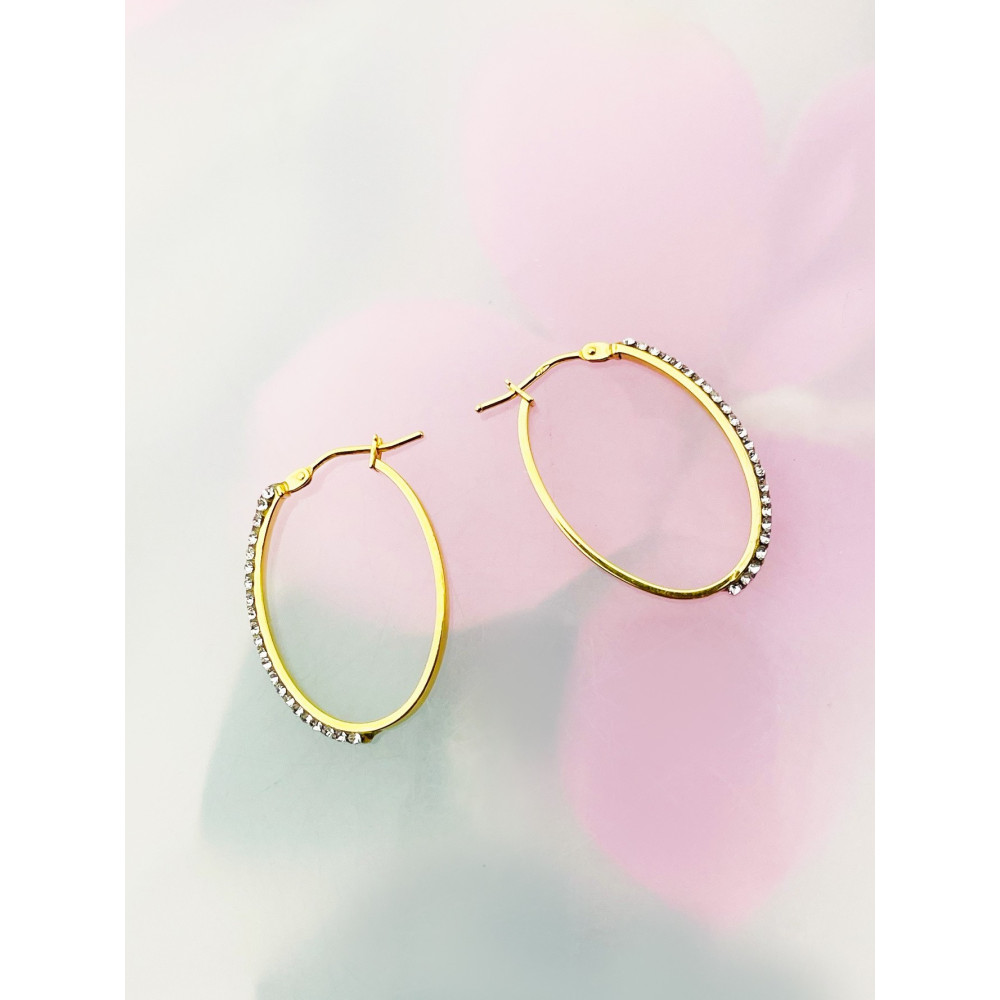 Elegante Gelbgold Kreis mit Zirkonia Creolen Ohrringe 333er 8KT